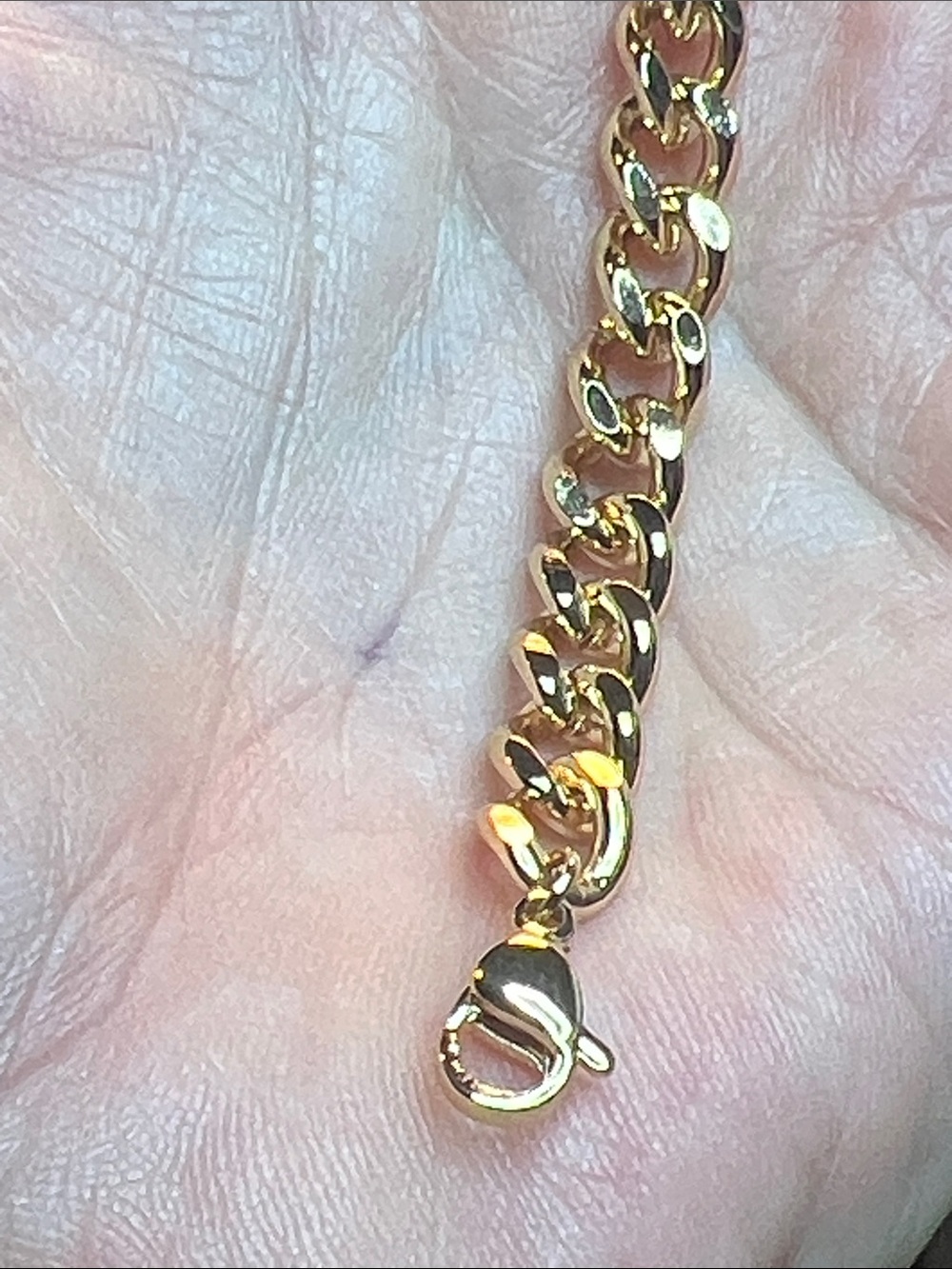 Gold-Tone Chain Bracelet with White Enamel Accent and Logo Detail - Picture 6 of 6